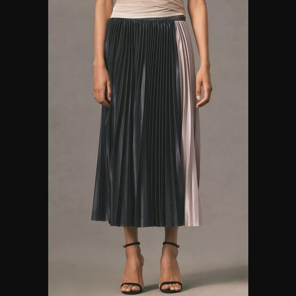 NWT Sunday in Brooklyn Colorblock Pleated Midi Skirt - Small - Picture 4 of 6